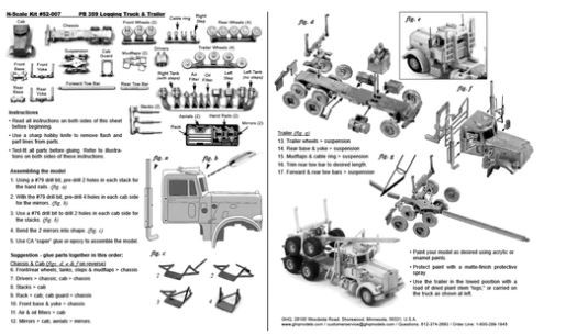 GHQ 52-007 - Logging Truck and Trailer - N Scale Kit - Midwest Model ...