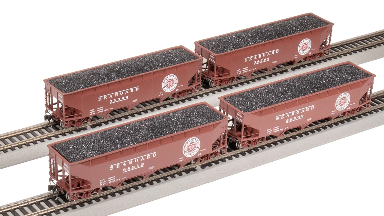 Broadway Limited 8118 - AAR 70-Ton 3-Bay Hopper 4 pk Seaboard Air Line  (SAL) 38207, 38212, 38263, 38329 - HO Scale