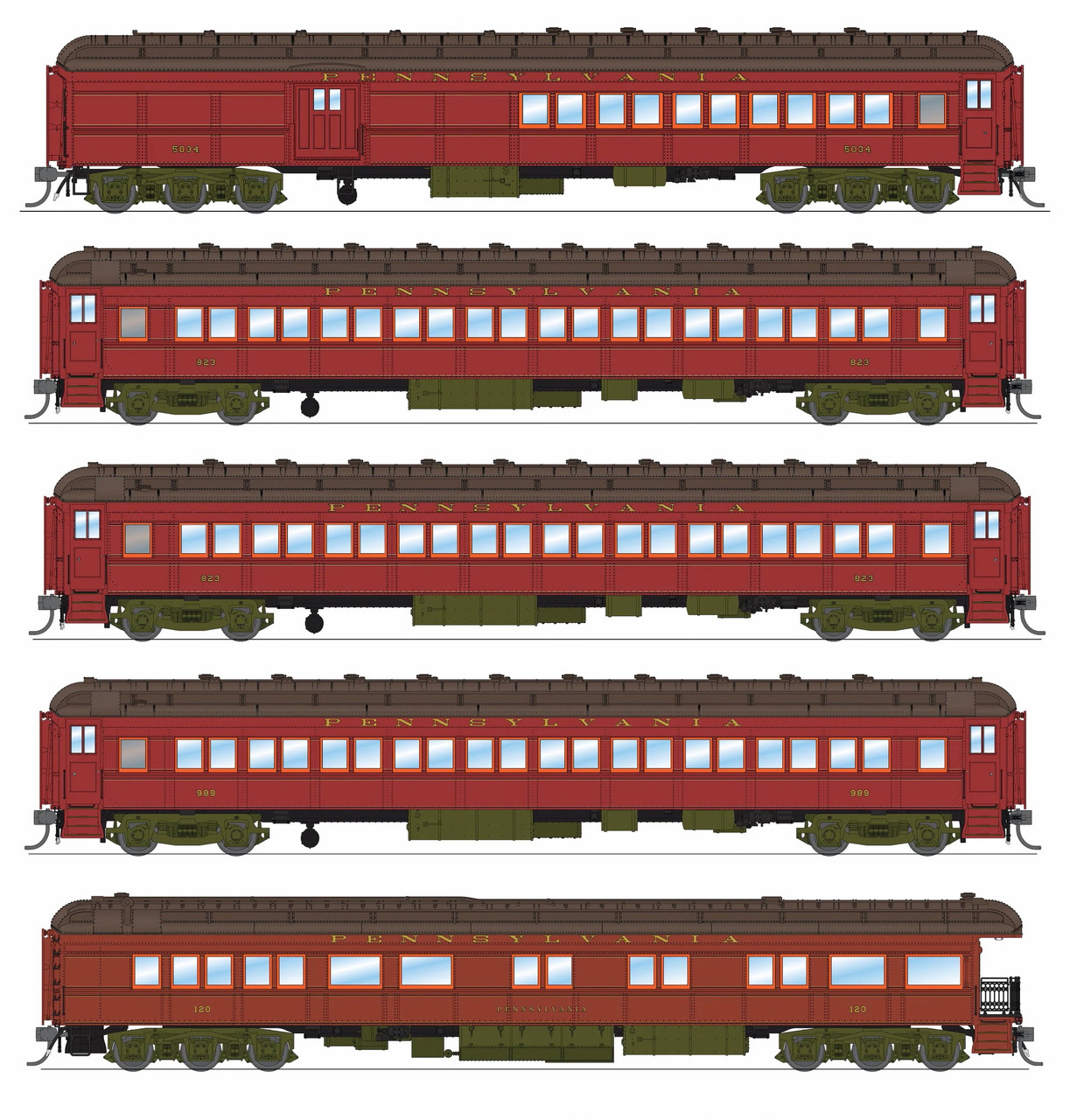 PREORDER Broadway Limited 8964 Pullman Heavyweight 5Car Passenger