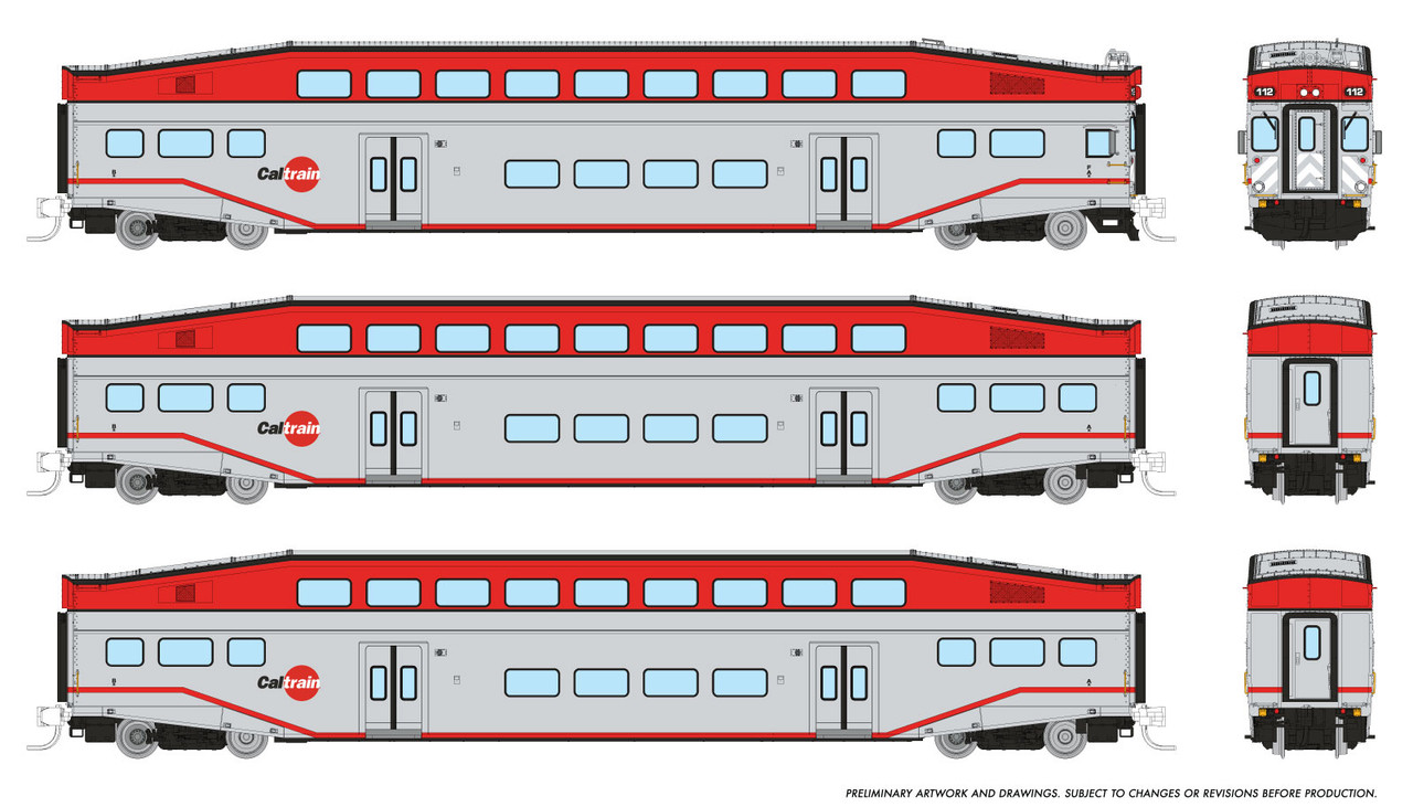 PRE-ORDER: Rapido 546007 - Bilevel Commuter Car Set CalTrain (JPBX