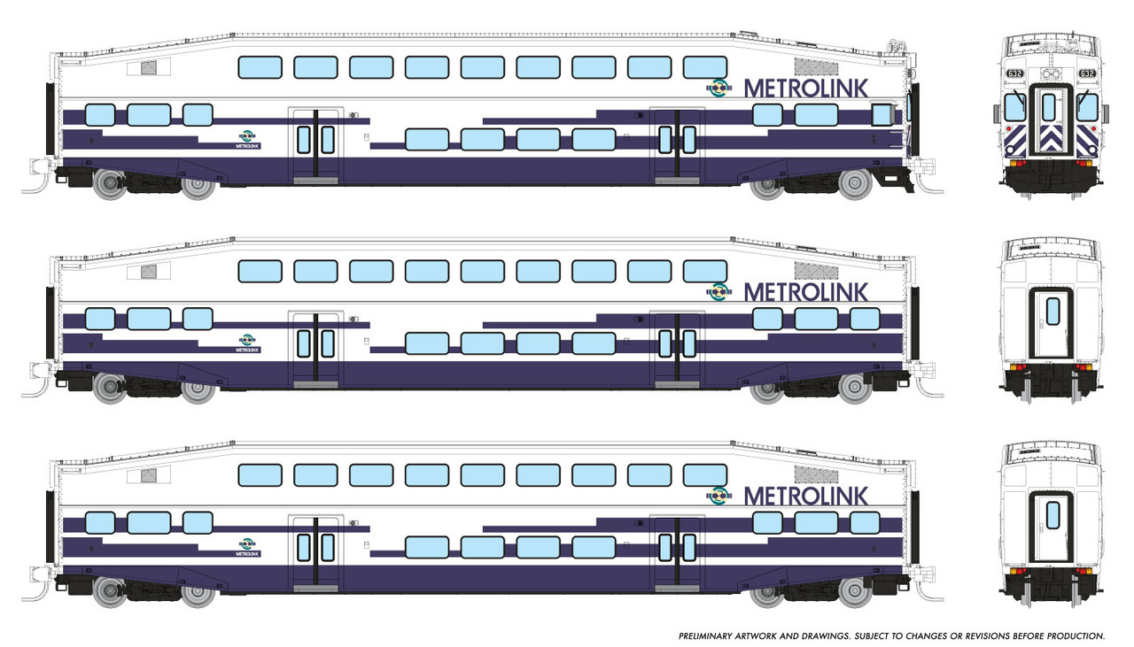 PRE-ORDER: Rapido 546019 - Bilevel Commuter Car Set Metrolink