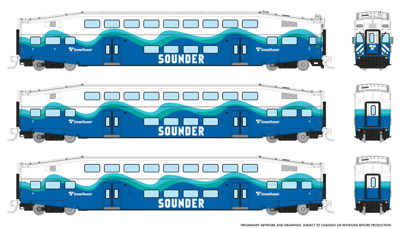 PRE-ORDER: Rapido 546022 - Bilevel Commuter Car Set Sound Transit