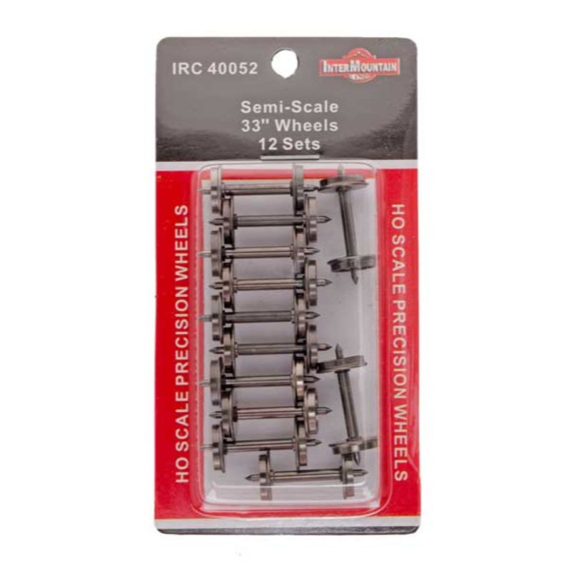 ReBoxx HO Scale 33" Semi-Scale Wheel Sets – 1.055" Axle, 12 Pack, NMRA RP-25, Silver Brass