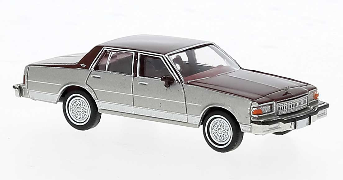 Brekina 19708 - 1987 Chevrolet Caprice Sedan Silver, Red - HO