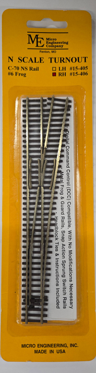 Micro Engineering 15-406 - Turnout Code 70 #6 Frog Right Hand - N