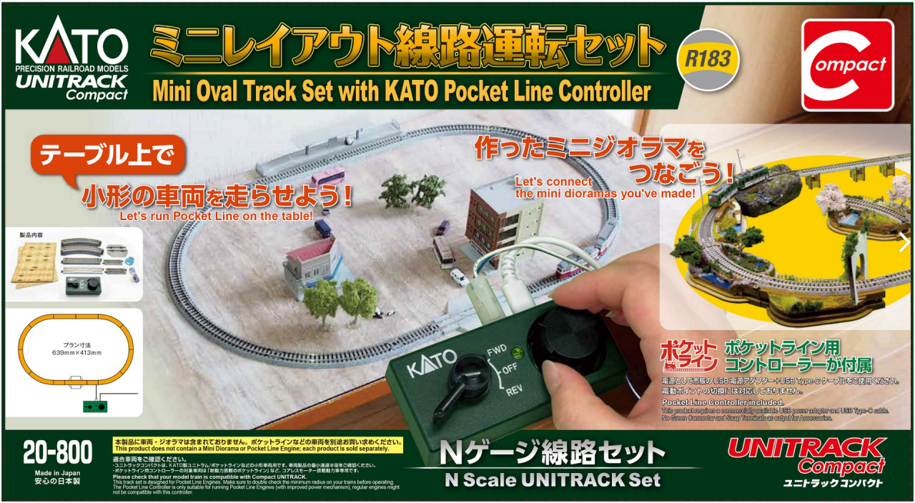 Kato 20-800 - Mini Oval Track Set with Pocket Line Controller - N
