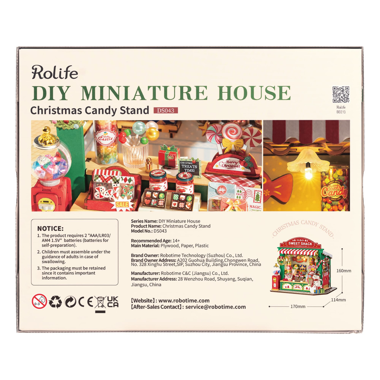 Robotime DS043 - DIY Miniature House Christmas Candy Stand - Kit