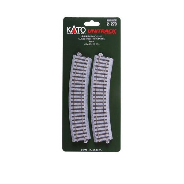 Kato 2-210 HO Scale Curved Track – R21 5/8" 22.5 Degree (4 Pieces) – #2210
