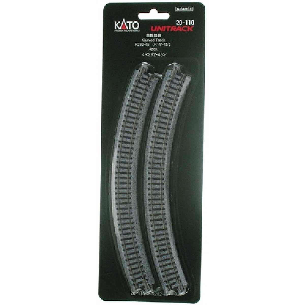 KATO 20-110 Binari Curvi N Scala Con Massicciata, Raggio 282 Mm, 4 Pezzi, 45°, Giapponesi