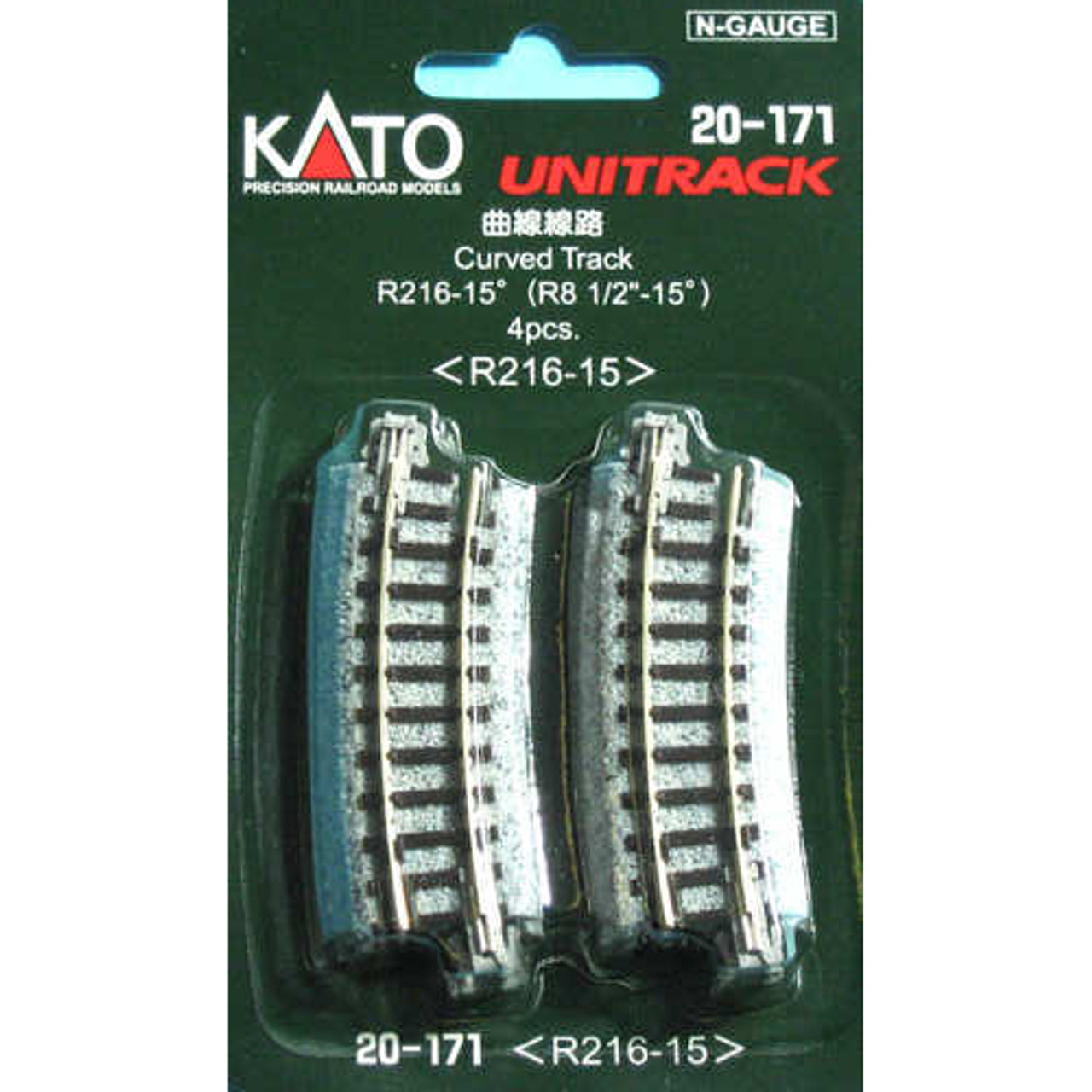 KATO N Scale Unitrack Sections Radius 216mm Curved 8-9/16" 