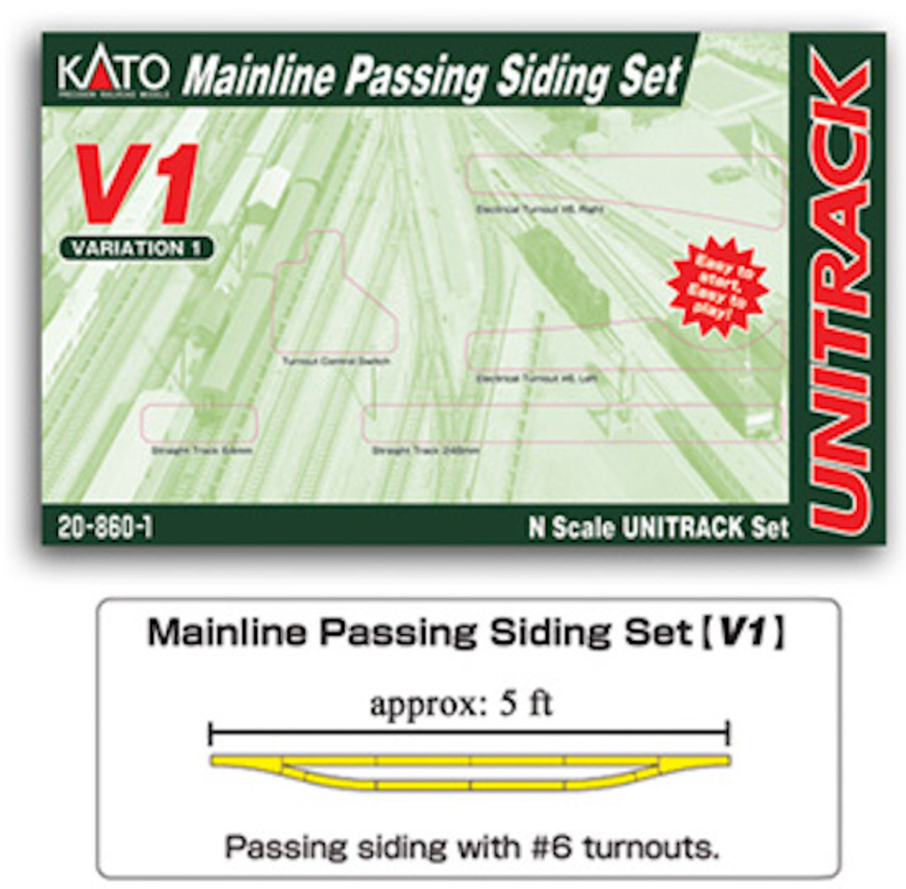 Kato 20-860 - V1 Mainline Passing Siding Set - N Scale - Midwest Model  Railroad