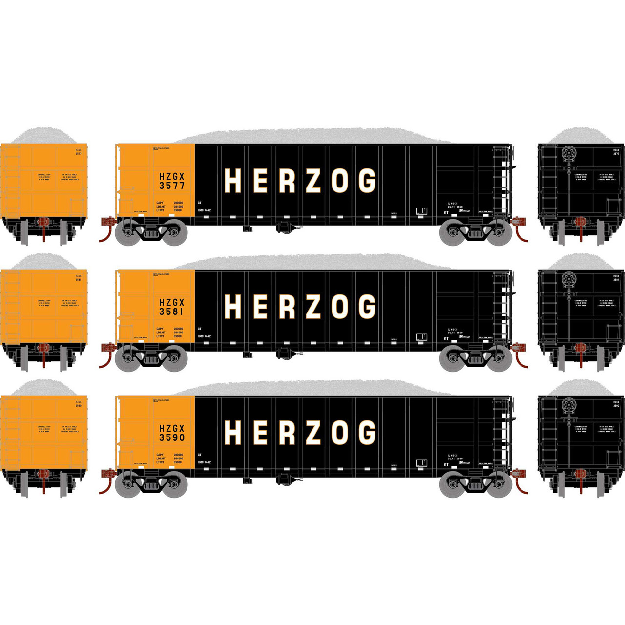Athearn 7669 - 50' Thrall High Side Gondola w/Load (3) Herzog