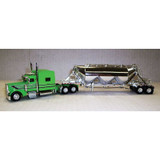 Trucks n Stuff SPEC019 - Peterbilt 389 Sleeper Cab Tractor w/Pneumatic Bulk Trailer - Lime Green, Black, Chrome  - HO Scale