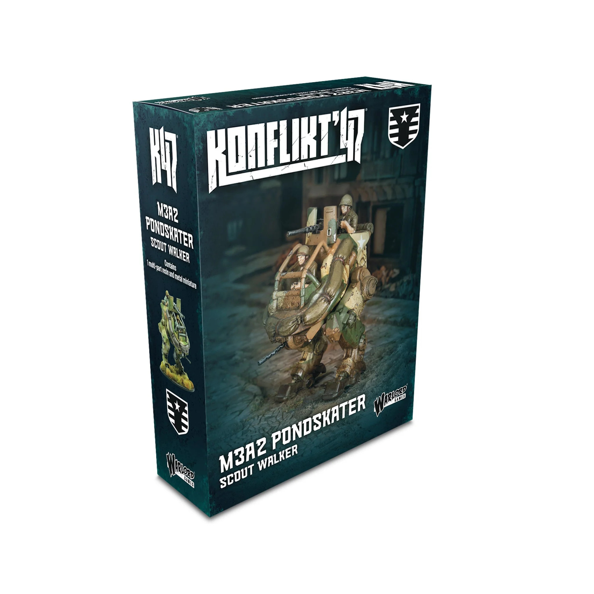 Warlord Games – Konflikt ’47 – Kit De Démarrage Wargame 28 Mm – USA Vs Axe – Guerre Alternative – Figurines, Dés, Tapis, Décor