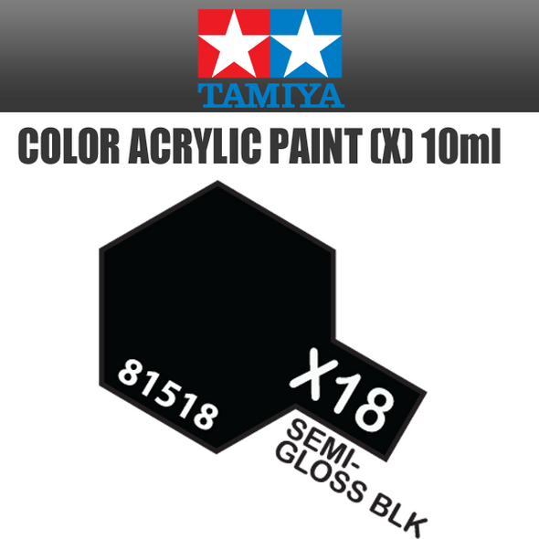 TAMIYA 81518 - Acrylic Mini X-18 Semi-Gloss Black - 10ml Bottle