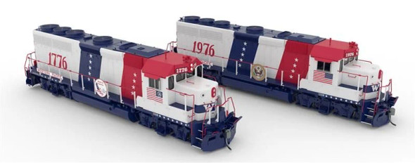 Rapido 40560 - EMD GP40 (DCC and Sound) Western Pacific (WP) 1776+1976 Bicentennials 2 pack - HO Scale