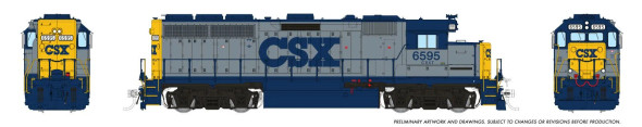 PRE-ORDER: Rapido 1078005 - EMD GP40 (DC Silent) CSX (CSXT) YN1 6595 - HO Scale