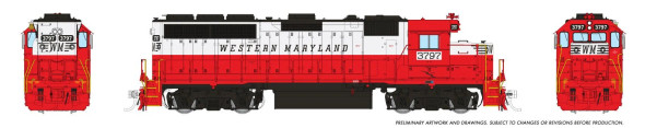 PRE-ORDER: Rapido 1078042 - EMD GP40 (DC Silent) Western Maryland (WM) 3797 - HO Scale
