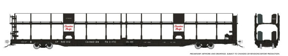 PRE-ORDER: Rapido 1024001A-540020 - NSC 89' Bi-Level Autorack Canadian Pacific (CP) 540020 Script - HO Scale