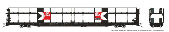 PRE-ORDER: Rapido 1024003A-540038 - NSC 89' Bi-Level Autorack Canadian Pacific (CP) 540038 Multimark - HO Scale