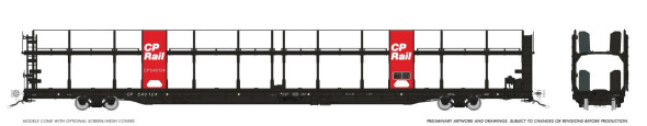 PRE-ORDER: Rapido 1024004A-540149 - NSC 89' Bi-Level Autorack Canadian Pacific (CP) 540149 Red Panel - HO Scale