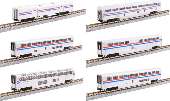 Kato 106-3531-1 - Amtrak Superliner Phase III 6-Car Set with Interior Lighting Installed Amtrak (AMTK) 1234, 39930, 32002, 38010, 33024, 34100 - N Scale