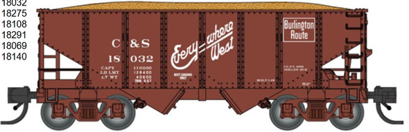 PRE-ORDER: Bluford Shops 60580 - 30'6" USRA 2-Bay Hopper Colorado and Southern (C&S) 18032 - N Scale