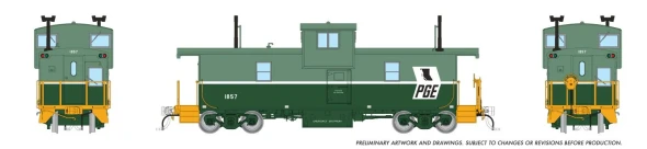PRE-ORDER: Rapido 1101003 - Squamish Caboose Pacific Great Eastern (PGE) Two-Tone Green / Small Black Map: #1857 - HO Scale