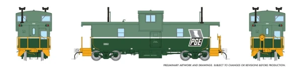 PRE-ORDER: Rapido 1101004 - Squamish Caboose Pacific Great Eastern (PGE) Two-Tone Green / Grey Map: #1861 - HO Scale