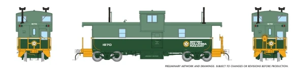 PRE-ORDER: Rapido 1101007 - Squamish Caboose British Columbia Railway (BCR) Two-Tone Green / Early Dogwood Logo: #1870 - HO Scale
