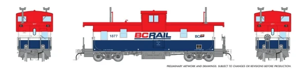 PRE-ORDER: Rapido 1101017 - Squamish Caboose British Columbia Railway (BCR) Late Red/White/Blue: #1877 - HO Scale
