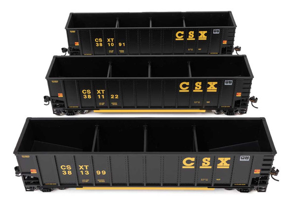 Walthers Mainline 910-55911 - 50' Bethgon Coalporter Gondola 3-Pack CSX (CSXT) #381091, #381122, #381399 - HO Scale