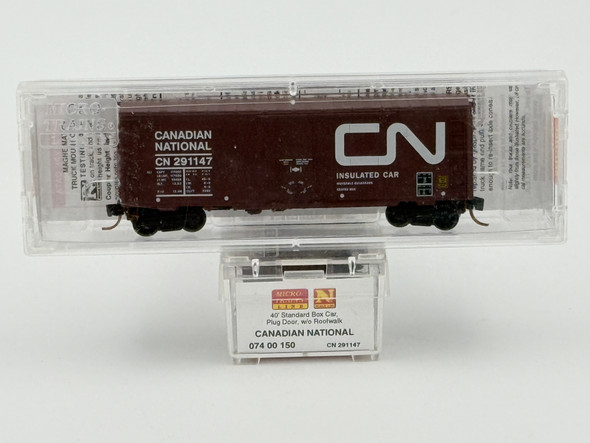 Pre-Owned: Micro-Trains 40’ Standard Box Car, Plug Door, w/o Roofwalk Canadian National 291147 - N Scale