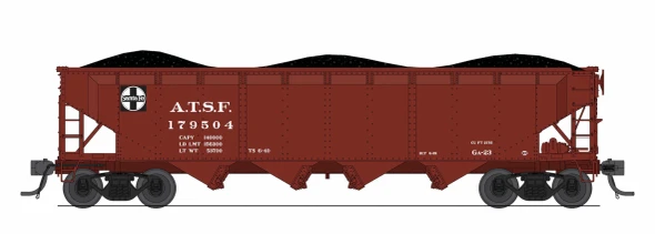 PRE-ORDER: Broadway Limited 10374 - ARA 70-ton 4-Bay Hopper (6-PACK) Atchison, Topeka and Santa Fe (ATSF) Oxide Red w/ White, 6-pack B - N Scale