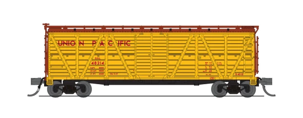 PRE-ORDER: Broadway Limited 10486 - 40' Wood Stock Car (2-pack) Union Pacific (UP) 48272, 48280 - N Scale