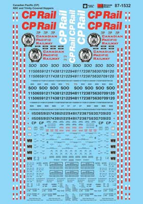 Microscale 87-1532 - Canadian Pacific NSC and Trinity Covered Hoppers  Decal Set  - HO Scale