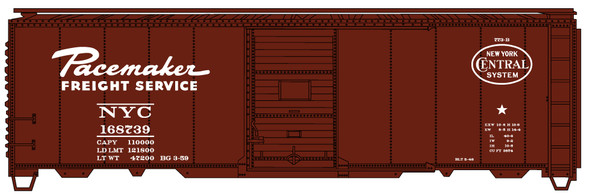 Accurail 81911 -  Pacemaker 40' Steel Boxcars Random road number from 3-Car Set. New York Central (NYC) Random - HO Scale Kit