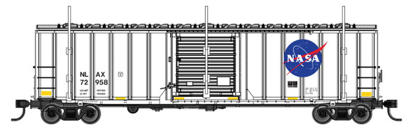 PRE-ORDER: Walthers Mainline 910-3806 - 50' Rocket Train Clearance Boxcar NASA (NLAX) 72958 - HO Scale