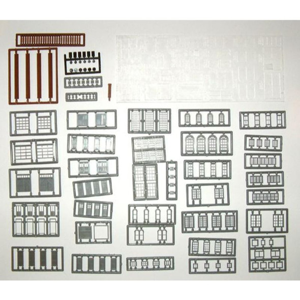 Tichy Train Group 2540 - Structure Part Assortment (Styrene) -- Includes All N Scale Windows, Doors Etc. & Steel 55-Gallon Drums - 164 Piece   -