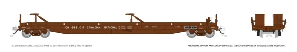 PRE-ORDER: Rapido 1130001A-688077 - Vancouver Iron Works Piggyback Flatcar Canadian National (CN) 688077 - HO Scale