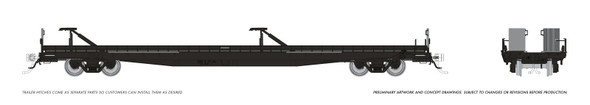 PRE-ORDER: Rapido 1130998 - Marine Industries Piggyback Flatcar Black - HO Scale