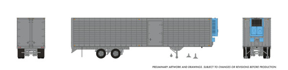 PRE-ORDER: Rapido 1146997 - 40' Fruehauf Fluted Side Volume Van w/side door & reefer: Silver Unlettered  - HO Scale