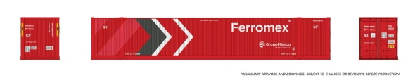 PRE-ORDER: Rapido 1141003 - 53' Outside-Braced Container (2-pack) Ferromex (FXE) Maroon Arrows - HO Scale