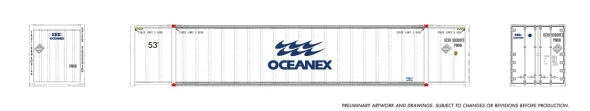 PRE-ORDER: Rapido 1069012 - 53' high-cube Container (2-pack) Oceanex  - HO Scale