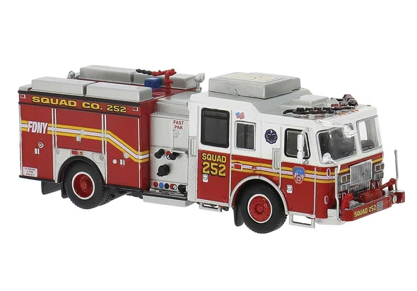 Brekina PCX870843 - 2013 Seagrave Attacker Fire Truck - Assembled  Fire Department of New York FDNY Brooklyn #252 (red, white, yellow)  - HO Scale