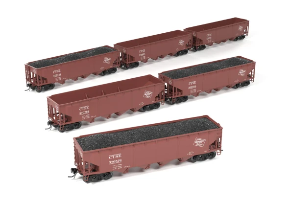 Broadway Limited 10137 - ARA 70-ton 4-Bay Hopper Milwaukee Road (MILW) Oxide Red w/ White/ 6-pack B #370595	370687	370703	370783	370821	370876 - HO Scale