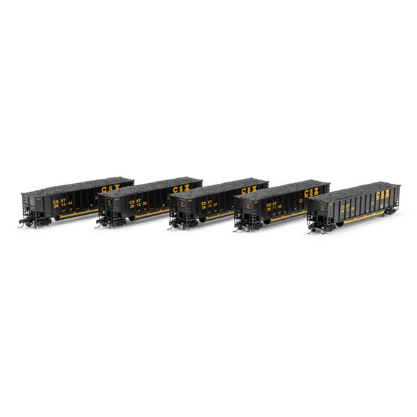 Athearn 2308 - Bethgon Coalporter w/Coal Load (5) CSX (CSXT) 381125/381149/381227/381285/381344 - N Scale