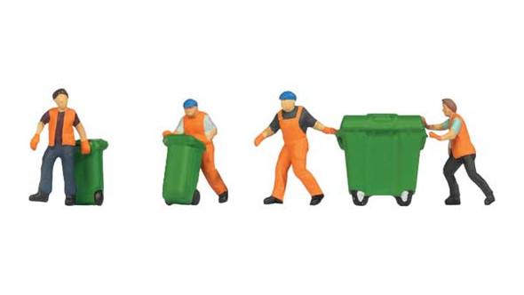 Noch 36027 - Garbage/Refuse Collectors 4 Figures, 3 Bins  - N Scale