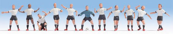 Noch 36965 - Soccer Team (Football) -- White & Black Uniforms pkg(11)  - N Scale