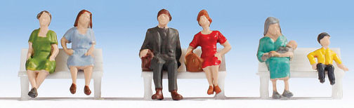 Noch 38131 - Economy Seated People -- Set #2 pkg(6)  - N Scale